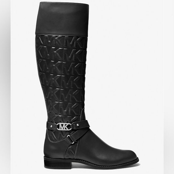 Michael Kors black kincaid embossed riding boots. Size 7.5 - Picture 2 of 12